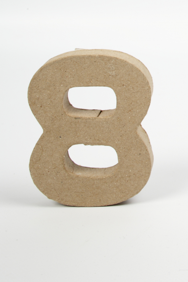 Zahl Pappmaché, klein, H: 10 cm, 8
