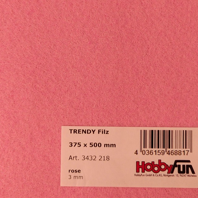 TRENDYfilz ca. 375 x 500 mm, 3 mm, rose